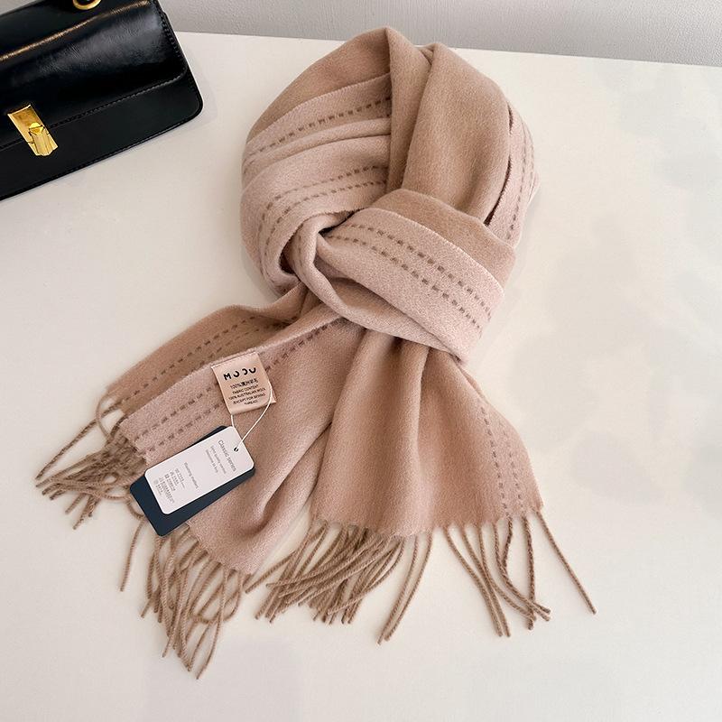 Luxury Winter 100% Wool Scarf Women Thicken Solid Cashmere Handkerchief Warm Pashmina 2 Colours Female Shawl Pareo Soft Bufanda
