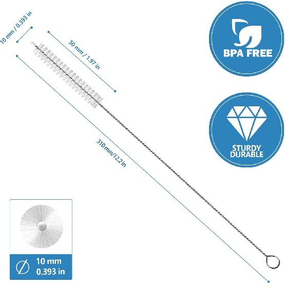 Owala Straw Cleaner Brush - Extra Long 12.5 inch Pipe Cleaners, Extra Wide 10mm Stainless Steel Cleaning Brush Set for Straws on Cups, Water Bottles,