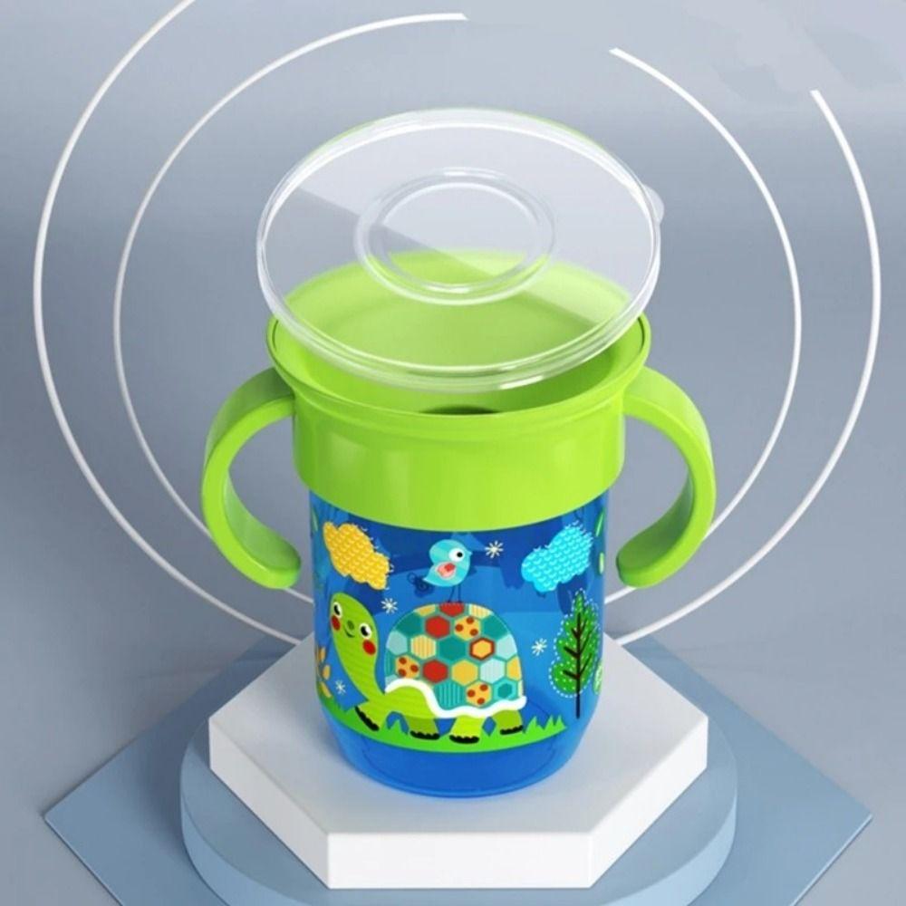 360 Rotated Toddler Training Cup with Double Handle Infants Water Bottle Drinking Water Bottle