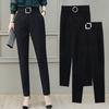 Ayollar Kundalik Shimlar Yuqori Bel Kostyum Shimlar Metall Tokali Cho'ntaklar Bir Rang Slim Fit Harem Shimlar Ish Kiyimi