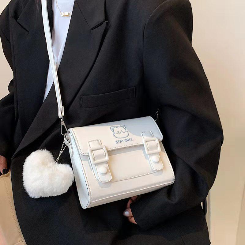 Women Shoulder Bag New Messenger Bag Kitten Cute Small Square Bag Shoulder Crossbody Bag Popular Hit Color Bag Korean Version for Travel Shopping