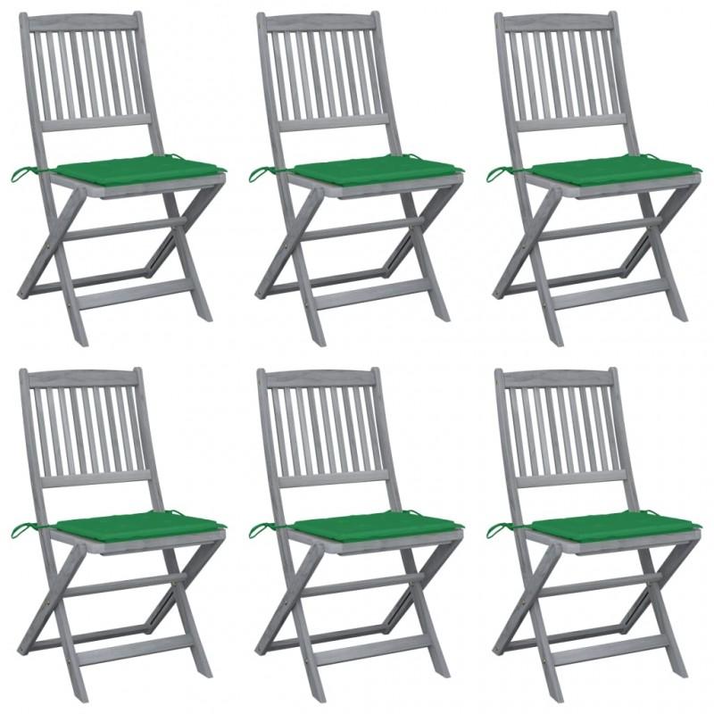 Day and Night - Day and Night Folding Garden Chairs 6 Units Cushions Solid Acacia Wood