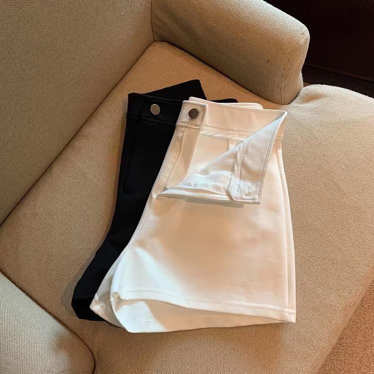 Женские шорты с высокой талией, облегающие, А-силуэта, черные, эластичные, горячие, на весну/лето 2024