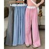 Women's Pink Plaid Wide-Leg Casual Pants