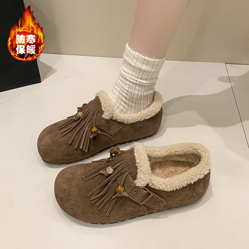 Модные теплые женские ретро лоферы на плоской нескользящей подошве для весны и осени 2025 года, новая модель, одинарная обувь с мягкой подошвой, подходит к юбке