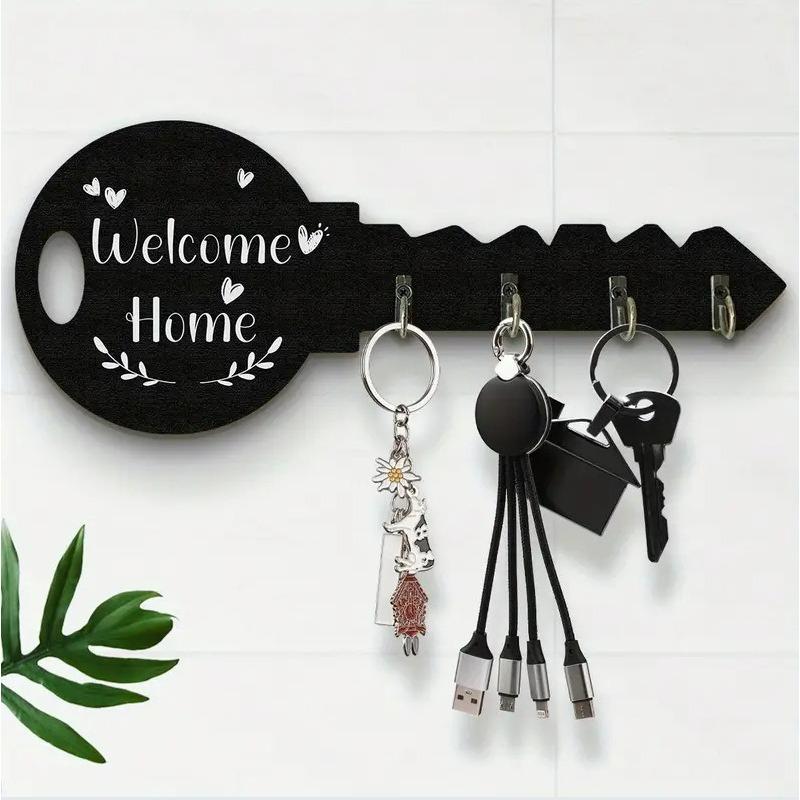 Черная кованая полка-вешалка для хранения ключей, настенная для дома, без сверления, полка для хранения и организации мелочей