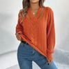 Women Casual Long Sleeve V Neck Knit Sweater for Autumn Winter