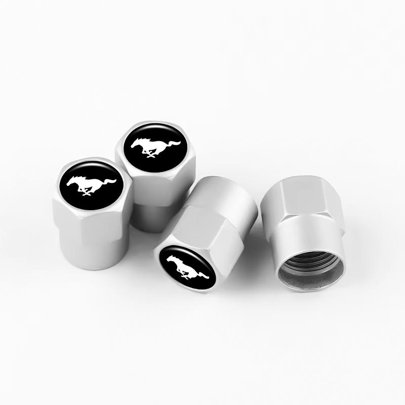 DRZG2 4Pcs Metal Car Tire Wheel Valve Stem Caps Cover For Ford Focus Mustang Ranger Fiesta Kuga Mondeo Fusion Auto Tuning Accessories