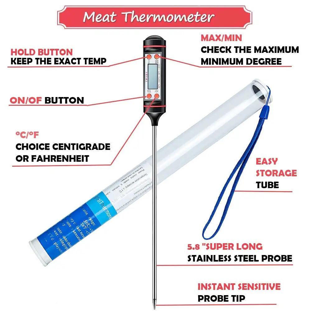 LMETJMA Stainless Steel Probe Cooking Thermometer Baking Temperature Food Liquid Paste Oil Temperature Milk Temperature JT-004