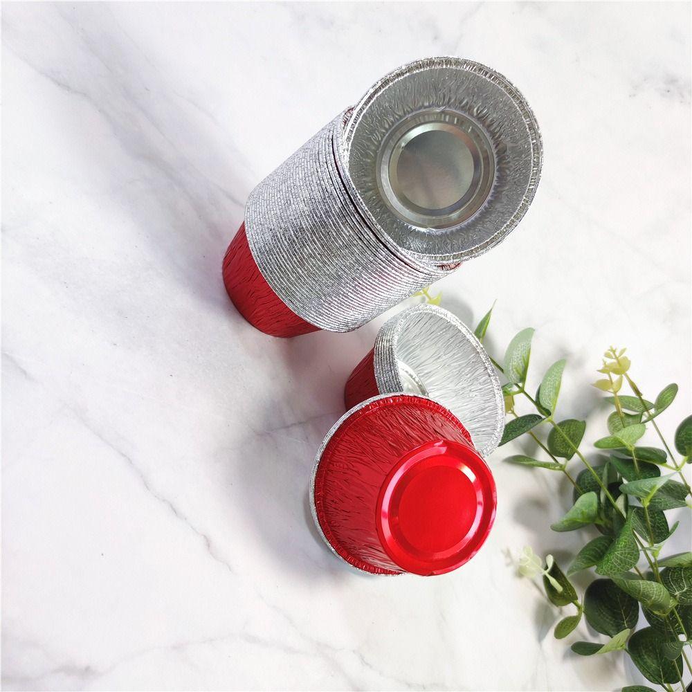 50Pcs Disposable Aluminum Tin Foil Baking Pans Non-stick Practical Baking Cup Tray Food Grade Fast Heating Cupcake Mold Cakes