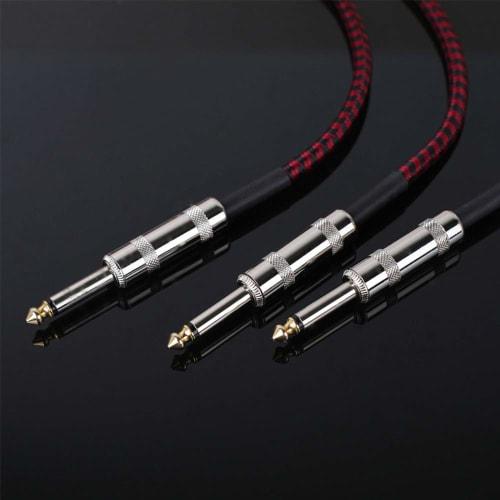 BESTU 3m Shielded Guitar Cable for Guitar, Bass, Electronic Drums, and Drums, 6.35mm Noise-Canceling Shielded Professional Cable with Fabric Braid, St