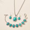 4Pcs/Set Electroplating Boho Turquoise Jewelry Set Zinc Zinc Alloy Women's Jewelry Set  Ladies