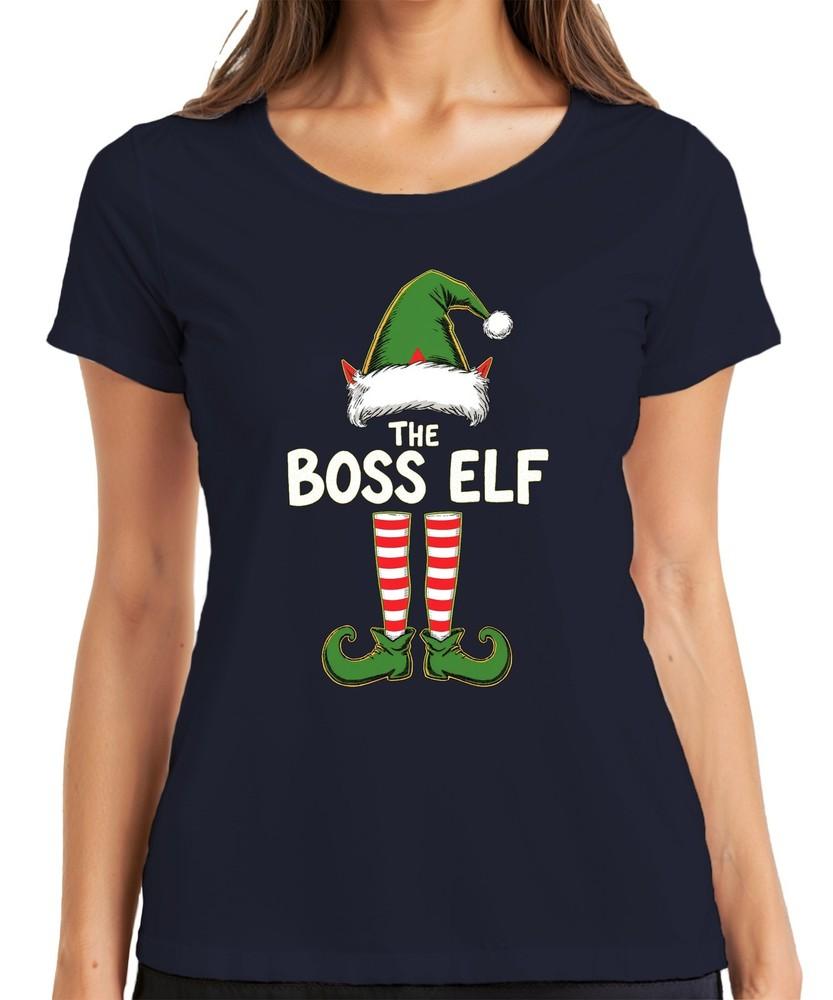 The Boss Elf Christmas Elf Santa Hat Elf Boots Humor Unisexs Tshirt