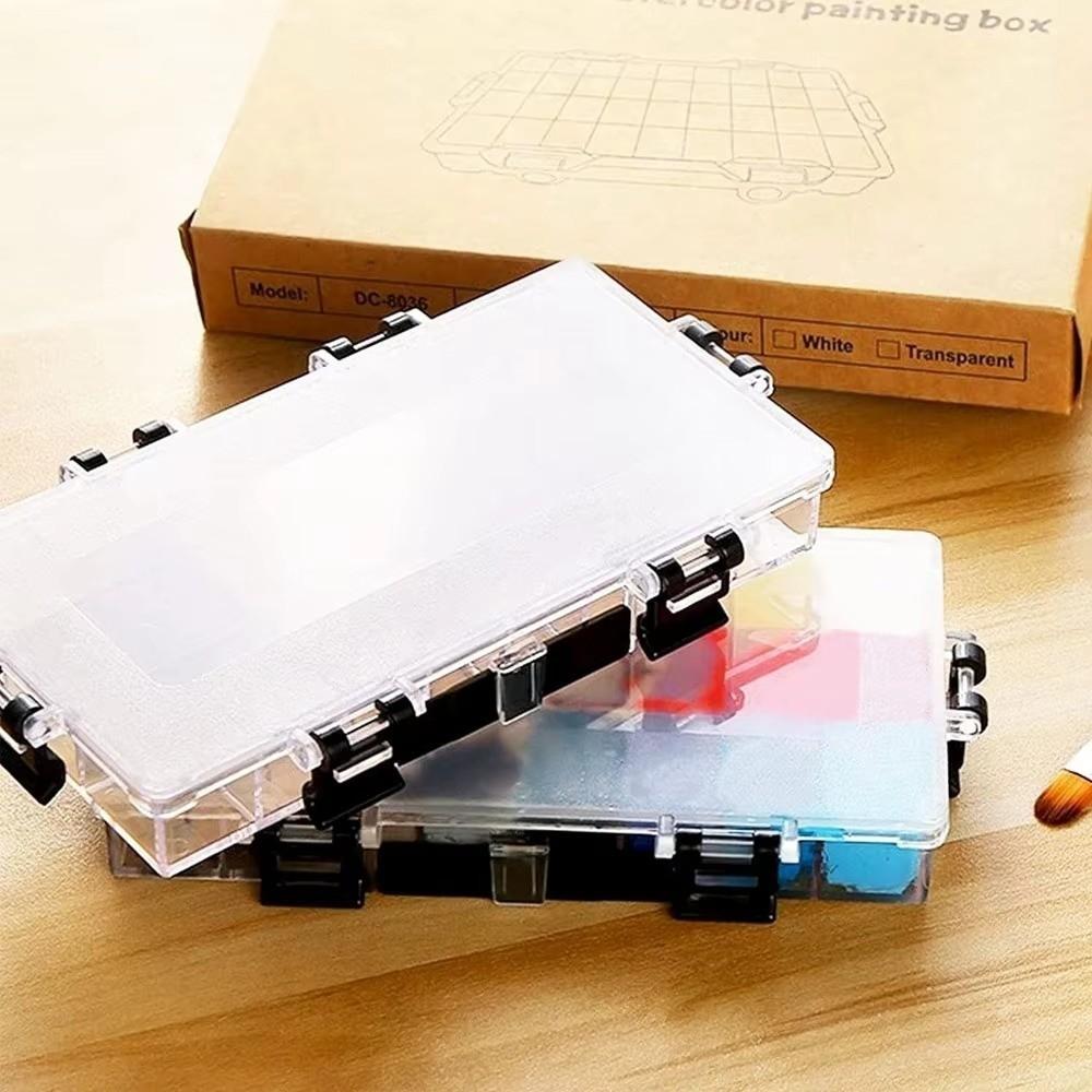 Airtight Leakproof Paint Palette Tray 12/24/36 Wells Watercolor Palette Box Travel Palette
