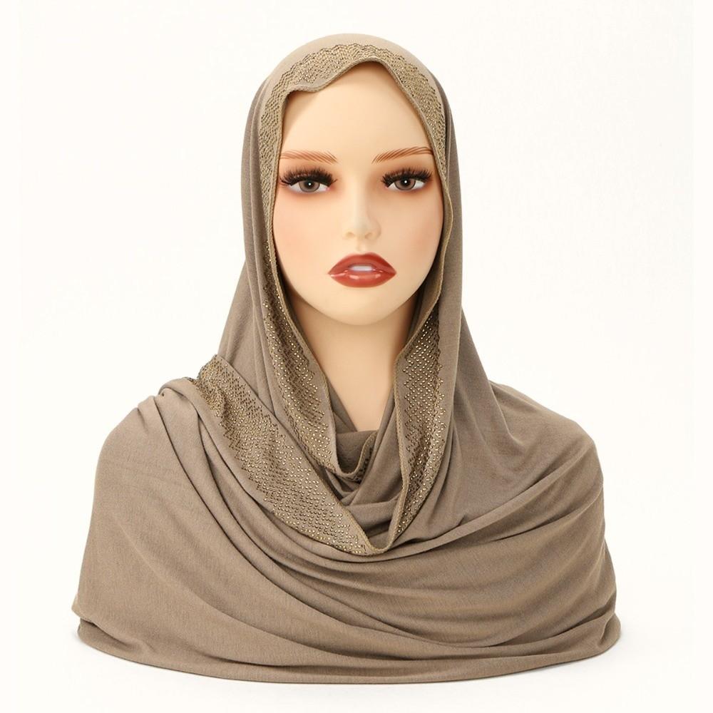 Sunscreen Rhinestone Chiffon Hijab Scarf Breathable Thin Large Shawl Smooth Silk Headscarf Girls