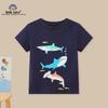 2024 Ocean Shark Boys' Cartoon Round Neck T-Shirt, Short Sleeve, Summer Collection