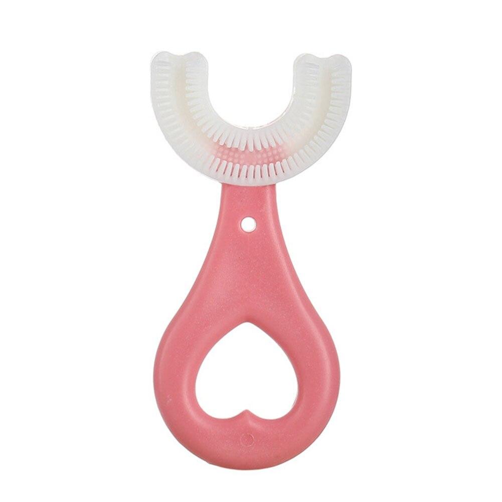 U Shape Kids Toothbrush with Handle Silicone Oral Care Cleaning Brush for Children