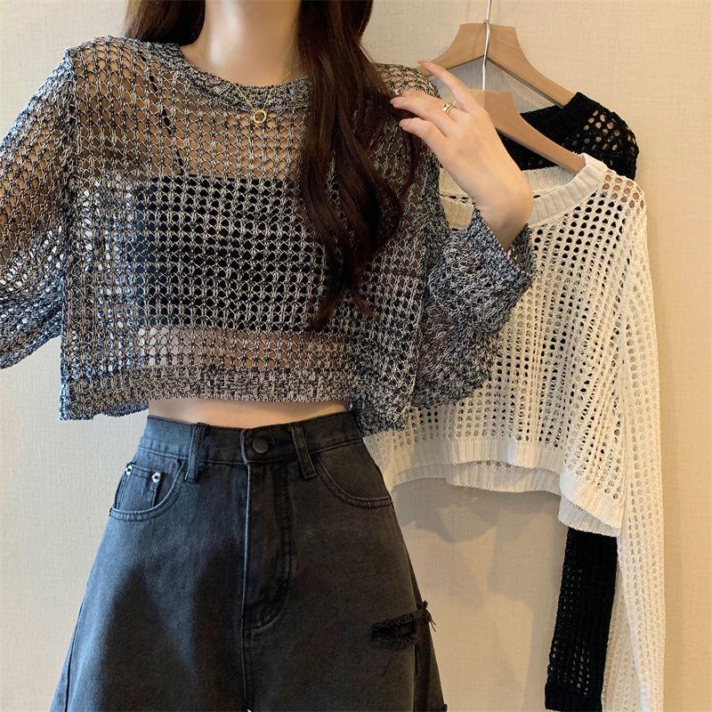 Осенний тонкий полый вязаный свитер для женщин, свободная и короткая верхняя одежда, накидка + топ на подтяжках, комплект из 2 предметов для внешней одежды