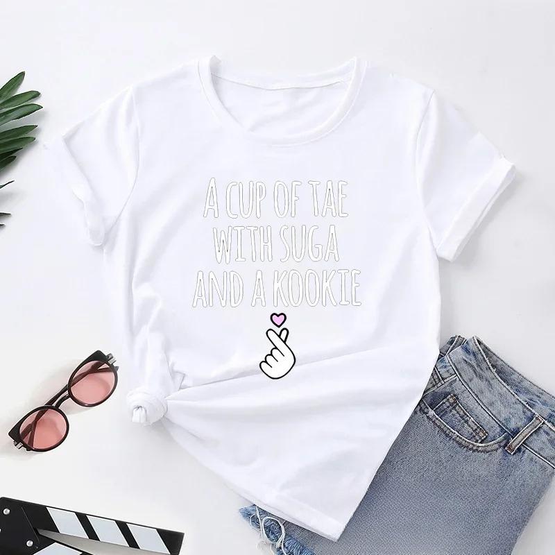 Одежда Y2k Футболка Женская Футболки для Женщин Футболки с Принтом Camisetas Mujer Чашка Чая с Шугой и Куки Напечатанные 71686