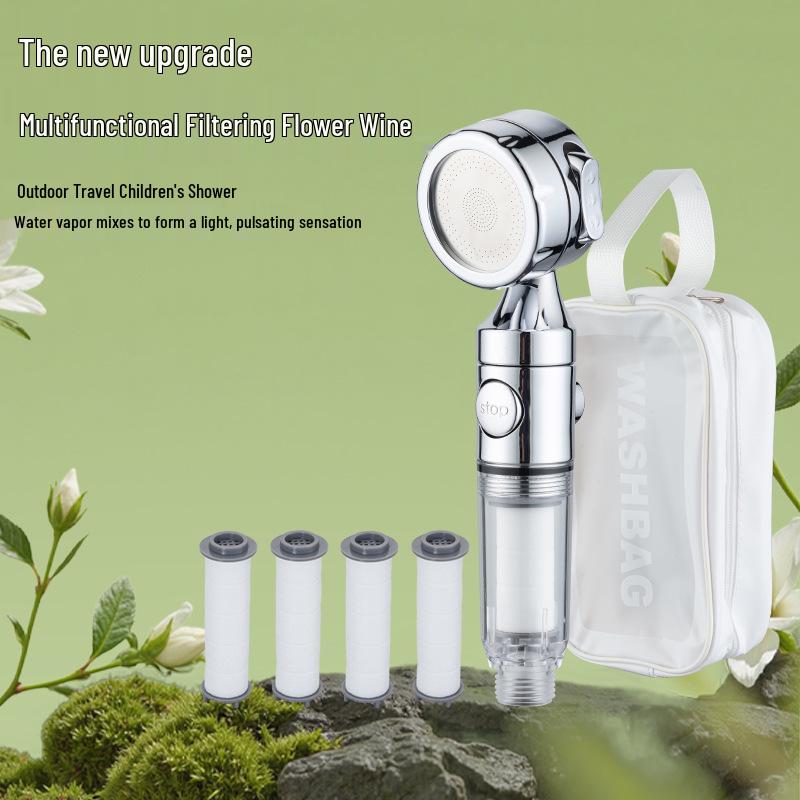 Lotus Head Universal Travel Shower Filter - Powerful Mini Showerhead for Hotels