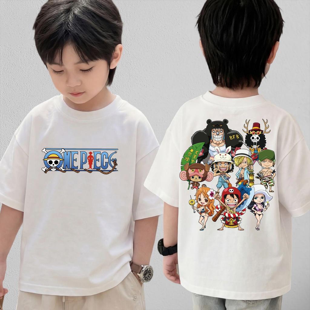 Anime One Piece Cosplay TShirt Cotton Short Sleeve Tops Casual Loose Retro TShirt Men Women Kids Family Matching Outfits