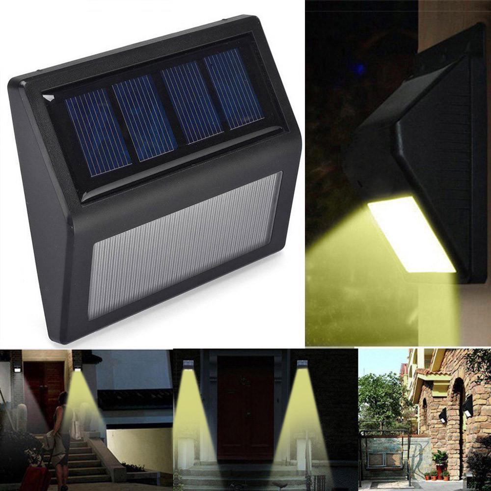 LED Solar Power Light Sensor Wall Light Garden Step Stair Lights Lamp