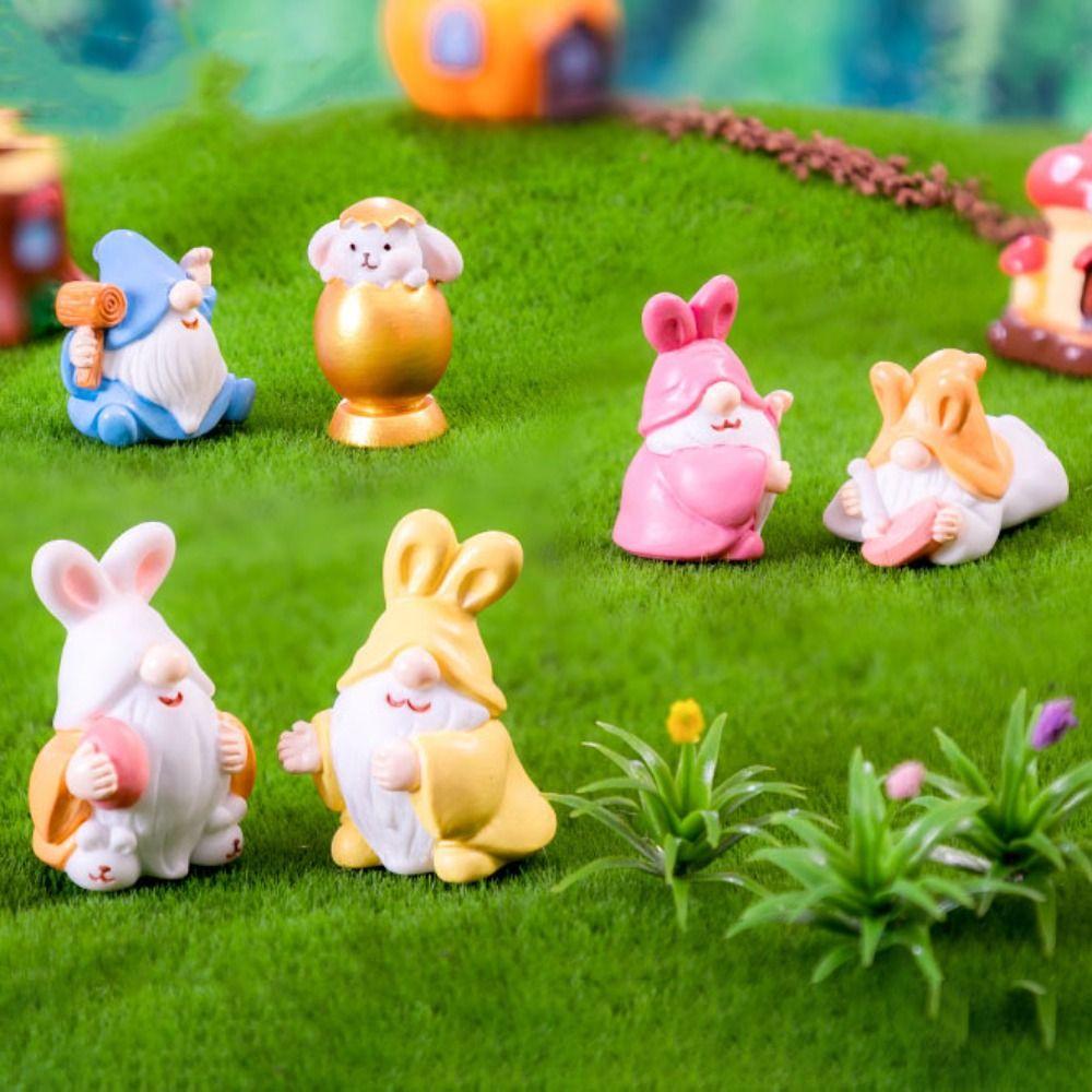 Миниатюрные безделушки из смолы, пасхальная мультяшная статуэтка гнома, подарок, мини-фигурка пасхальных гномов