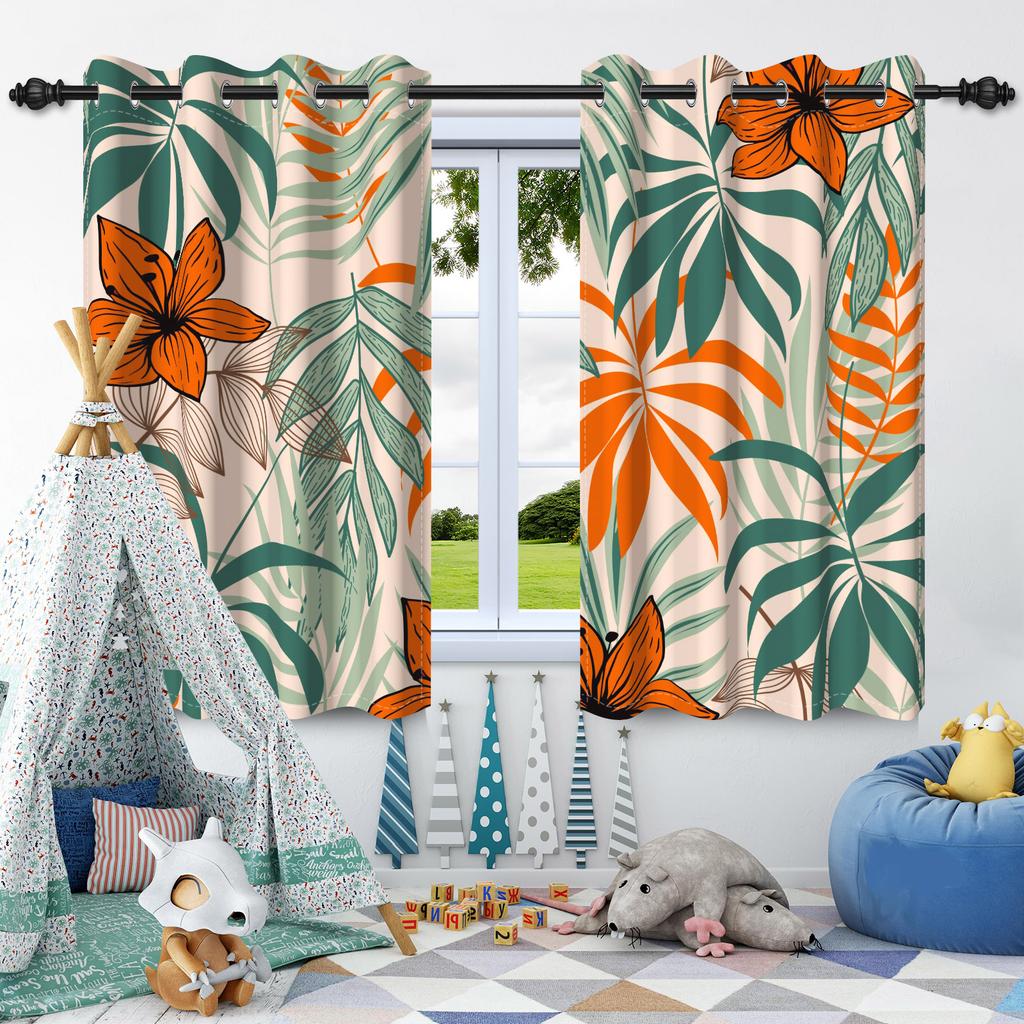 Зеленые Растения Листья Оконная Занавеска Спальня Гостиная Блэкаут Занавеска Современное Украшение Дома Теплоизоляция Шумоподавление