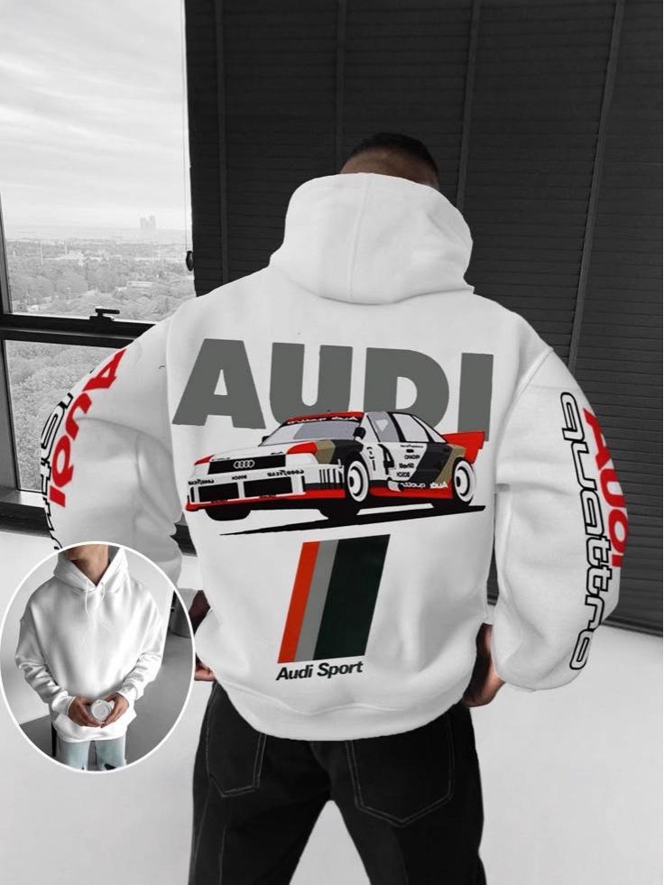 Европейско-американская толстовка с принтом автомобиля для мужчин, повседневная, свободного кроя, с длинным рукавом