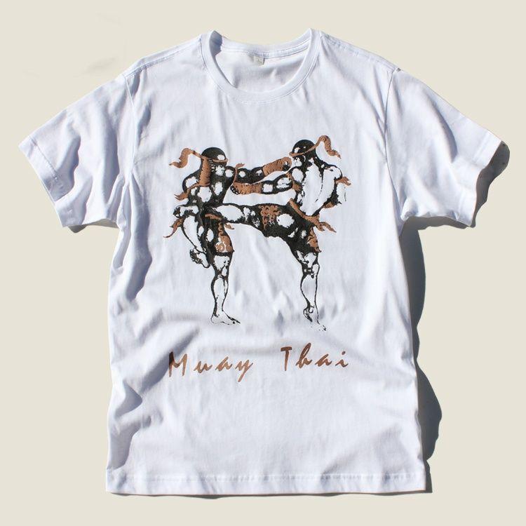 Муай-тай Боевой Фитнес Принт Футболка Летний Тренд Бренд Бокс Санда Короткий Рукав Хлопок Круглый Вырез Половина Рукава Одежда Футболка