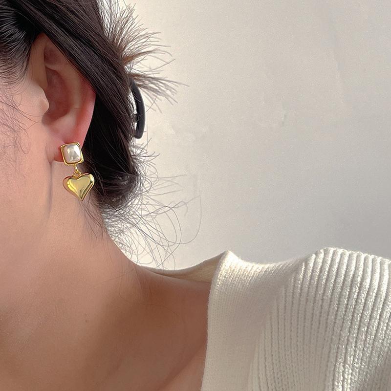 ANENJERY Серьги-подвески в форме сердца с искусственным жемчугом для женщин, корейская мода, индивидуальные ювелирные изделия, подарки, оптовая продажа, вечеринка