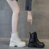 9 см натуральная кожа женские сапоги мотоциклетные ботильоны до середины голени на платформе толстый каблук ботинки осень зима женская обувь черный