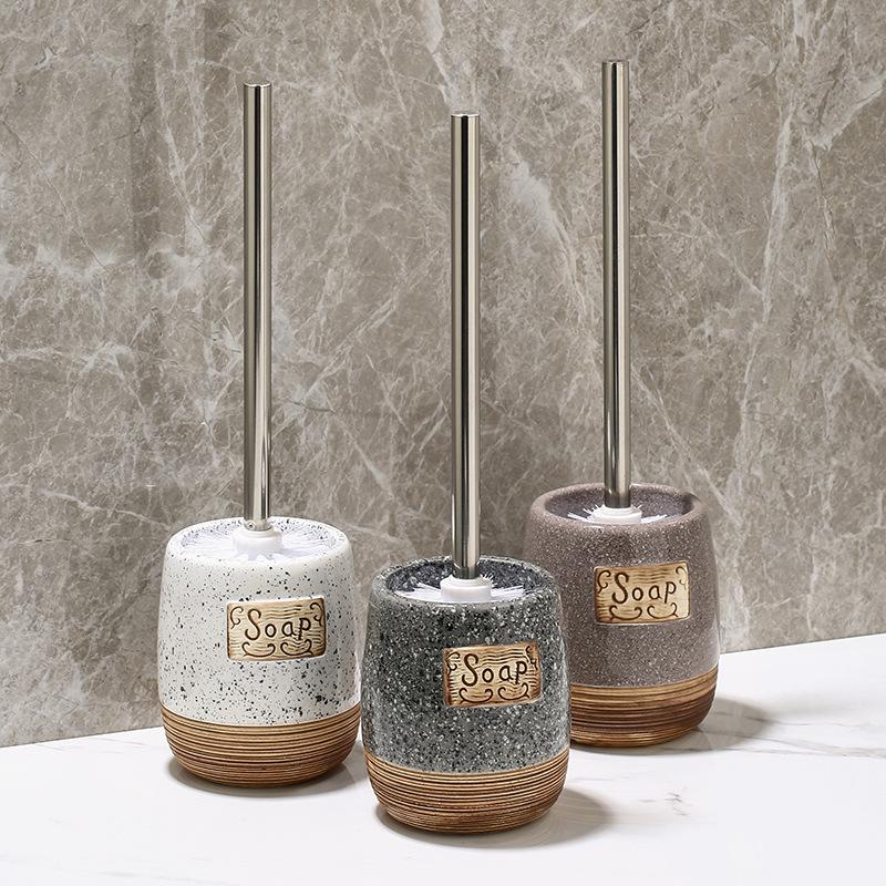 Туалетная щетка с длинной ручкой и керамическим держателем, съемная мягкая щетина для глубокой очистки