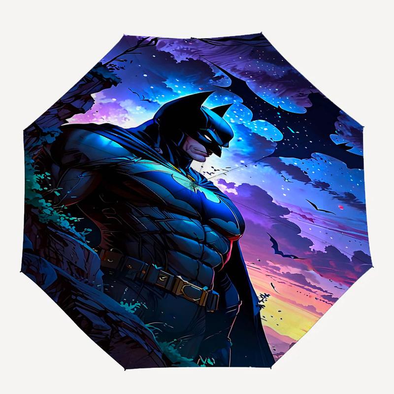 1pc Batman Night Automatic Folding Umbrella - Compact 8-Rib Design, Durable Plastic & Iron1150L