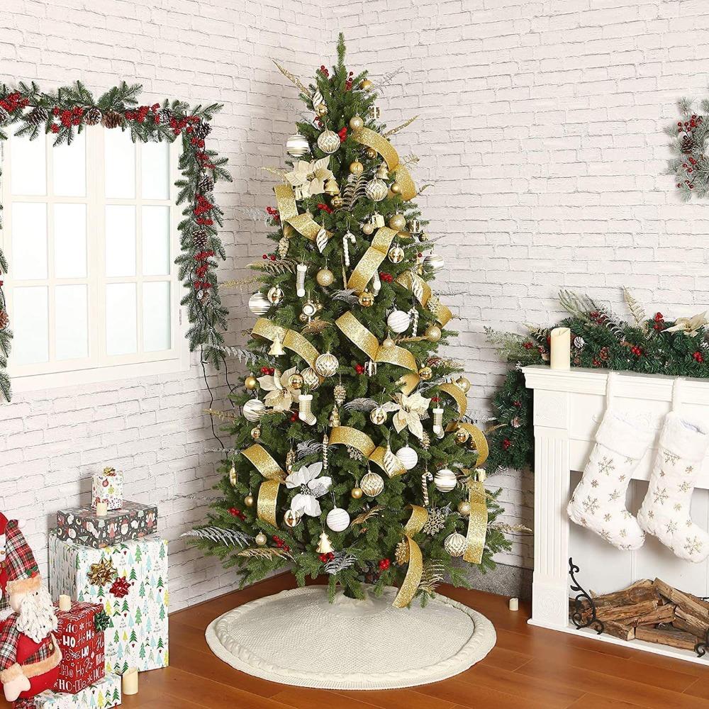 Large Size Christmas Tree Mat Polyester Christmas Tree Carpet Knitted Christmas Tree Skirt Wedding