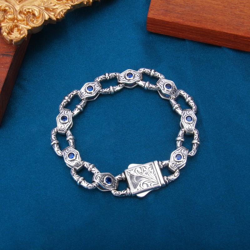 Трендовый мужской широкий браслет 2023 года с дизайном цветочной лозы и сглаза - европейская и американская мода