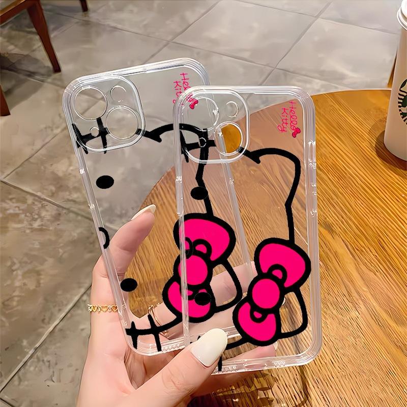 Милый мультяшный прозрачный чехол HelloKitty для Apple 16pm, чехол для мобильного телефона, противоударный, полностью закрывающий, мягкий, 14, защитный чехол для внешней торговли
