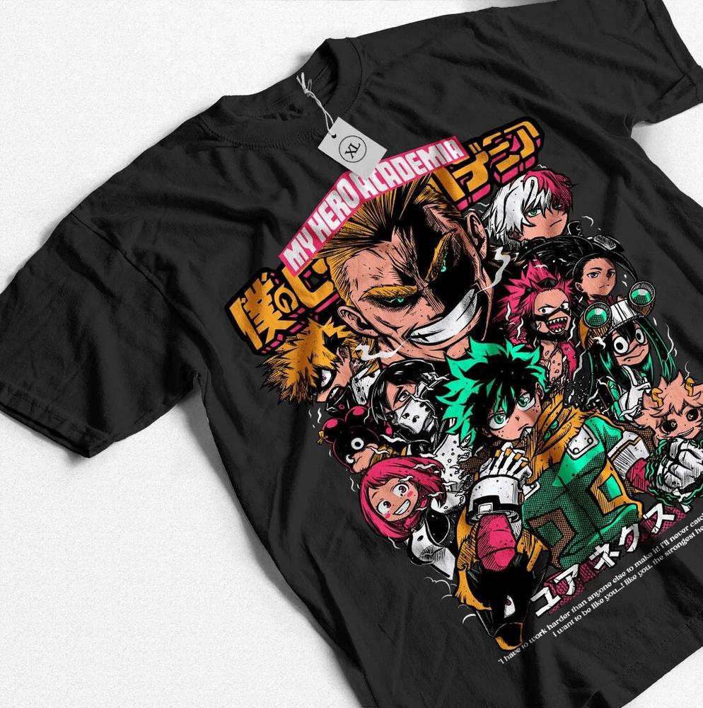 Anime My Hero Academia All Might And Students Black Tshirt All Size