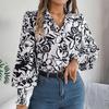 Элегантная женская блузка с цветочным принтом, V-образным вырезом и длинными рукавами для весенне-осеннего сезона