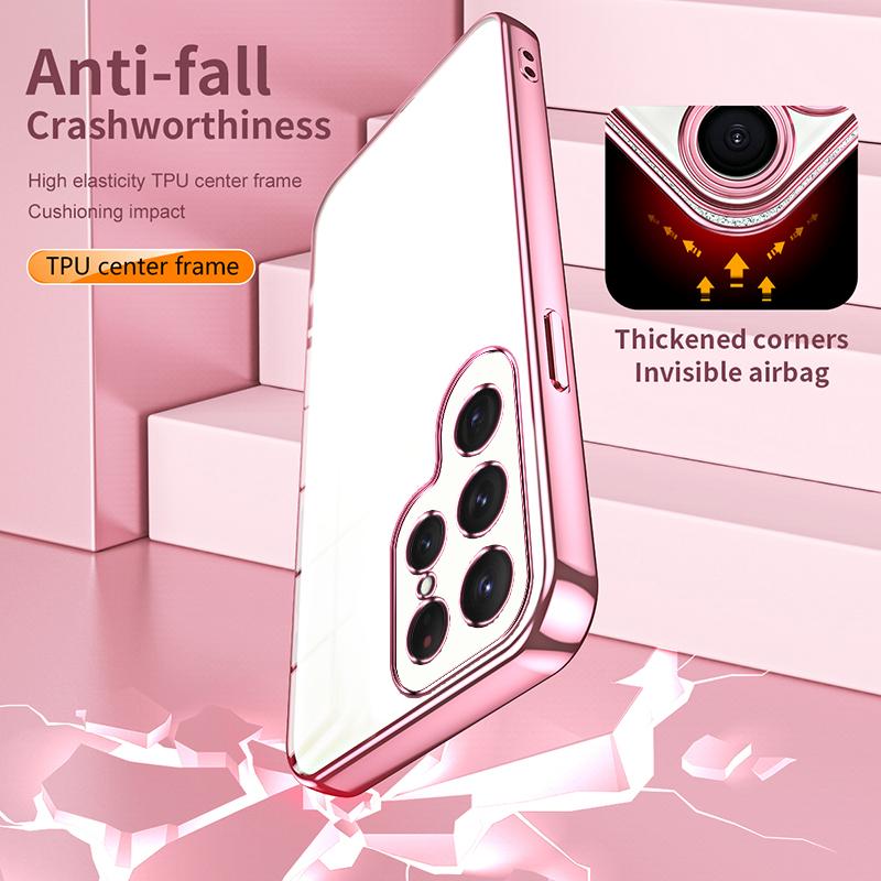 Гальванический прозрачный чехол для телефона Samsung Galaxy S24 Ultra S23 S22 S21 FE Plus A15 A25 A35 A55 A14 A24 A34 A54 A13 A53 A73 A52 A12 M32 M12 задняя крышка