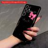 2DFlat Samsung phone case Black Kitten with Pink Bow Phone Case Applicable to Galaxy S23 S24 S25ULTRA S26 A12 A14 A15 A16 A54 A55