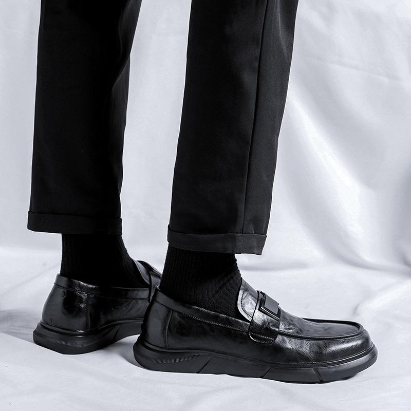 Кожаные туфли мужские кожаные на платформе деловые повседневные мягкие кожаные дышащие туфли с одной педалью Doudou Hand Grab коричневые 4733-R