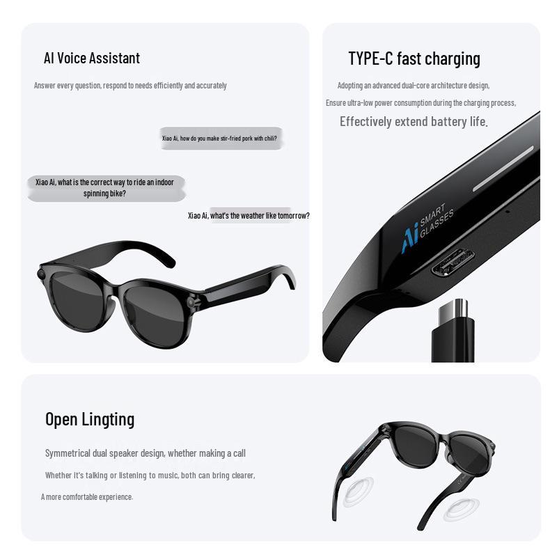 AI Smart Glasses M89: Black Tech, Translation, Recording, Photography, 800W HD Pixel Camera, Multifunctional.