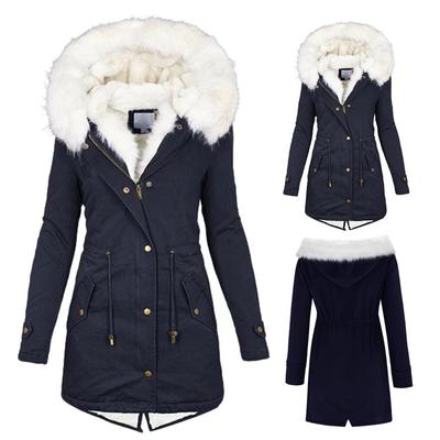 Женская теплая верхняя одежда с капюшоном и толстой подкладкой, куртки с большим воротником