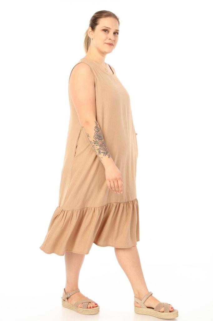 Женское платье большого размера Schık Платье без рукавов больших размеров из норки Sckwm21El01