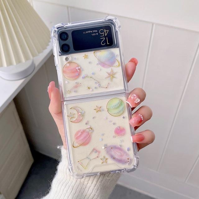 Чехол для Samsung Z Flip 3, прозрачный чехол для телефона с фантазийной звездой для Samsung Galaxy Z Flip 4 Zflip3, мягкая противоударная задняя крышка