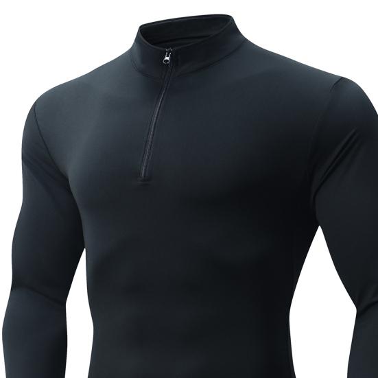 Yousheng Мужской свитшот на молнии до четверти, воротник-стойка, приталенный пуловер, длинный рукав, спортивный топ для мышц, тренировочный свитшот для бега, спортзала, улицы