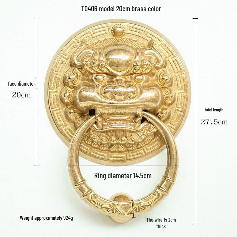 Антикварный латунный дверной молоток в виде головы льва и ручка-тяга для французских дверей