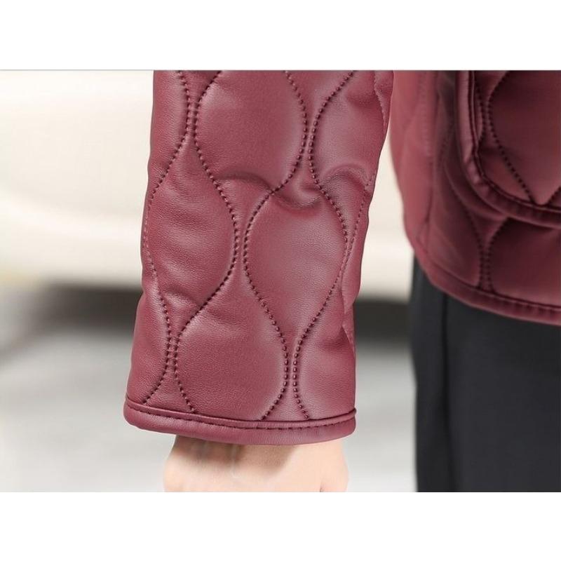 Осень-зима для женщин среднего возраста плюс бархатное теплое пальто средней длины свободного покроя из кожи кожаная куртка для мам повседневная куртка