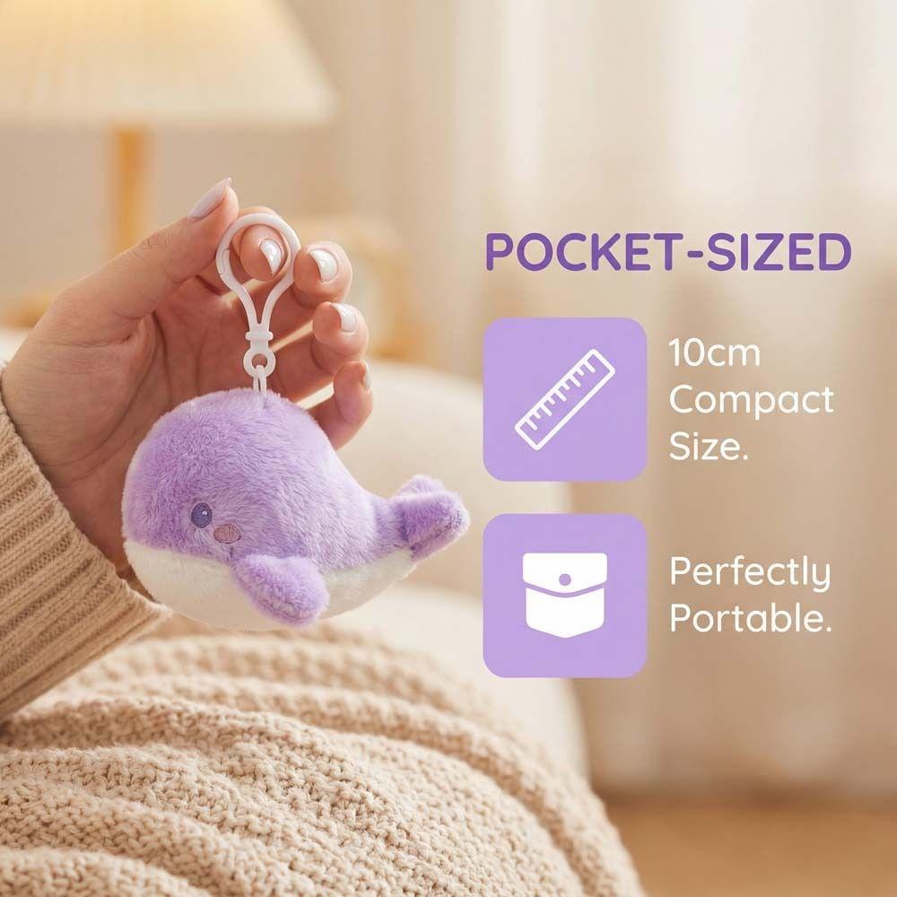 Fluffy Soft Whale  Plush Doll Metal Ring Whale Plush Key Ring Fashion Whale Plush Pendant  Handbag